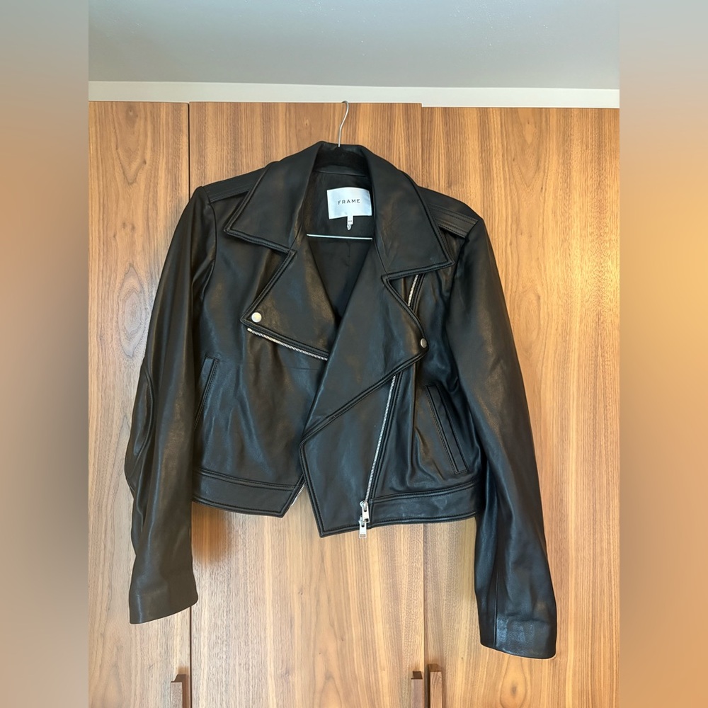FRAME Black Leather Women's Jacket